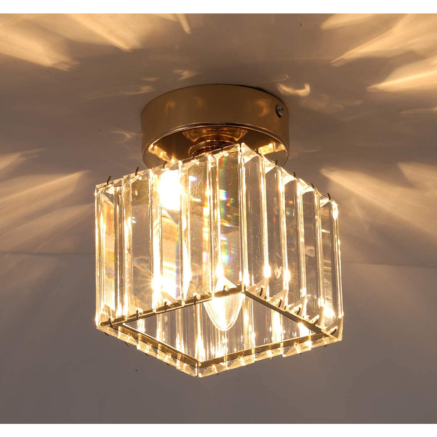 Modern Crystal Ceiling Light Fixture, Square-Starry Night