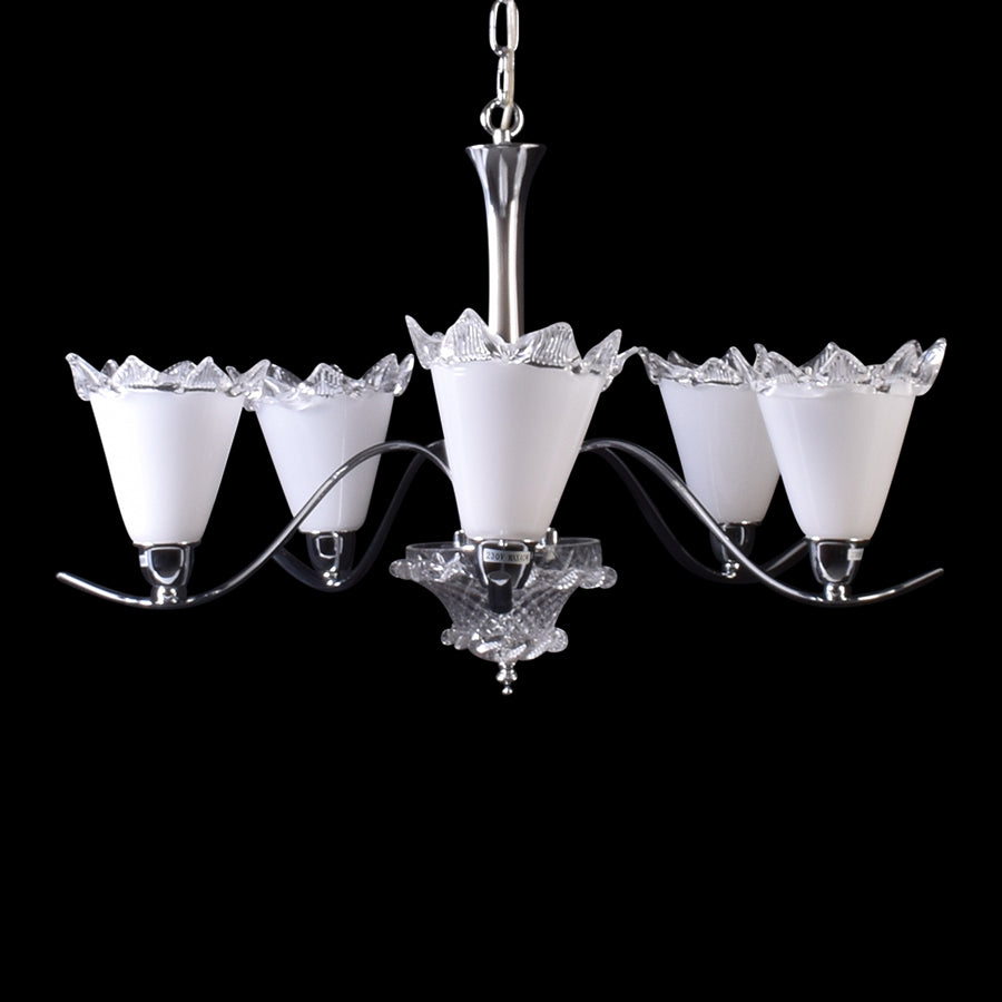 White Crystal Chandelier - 5 Lights-Starry Night