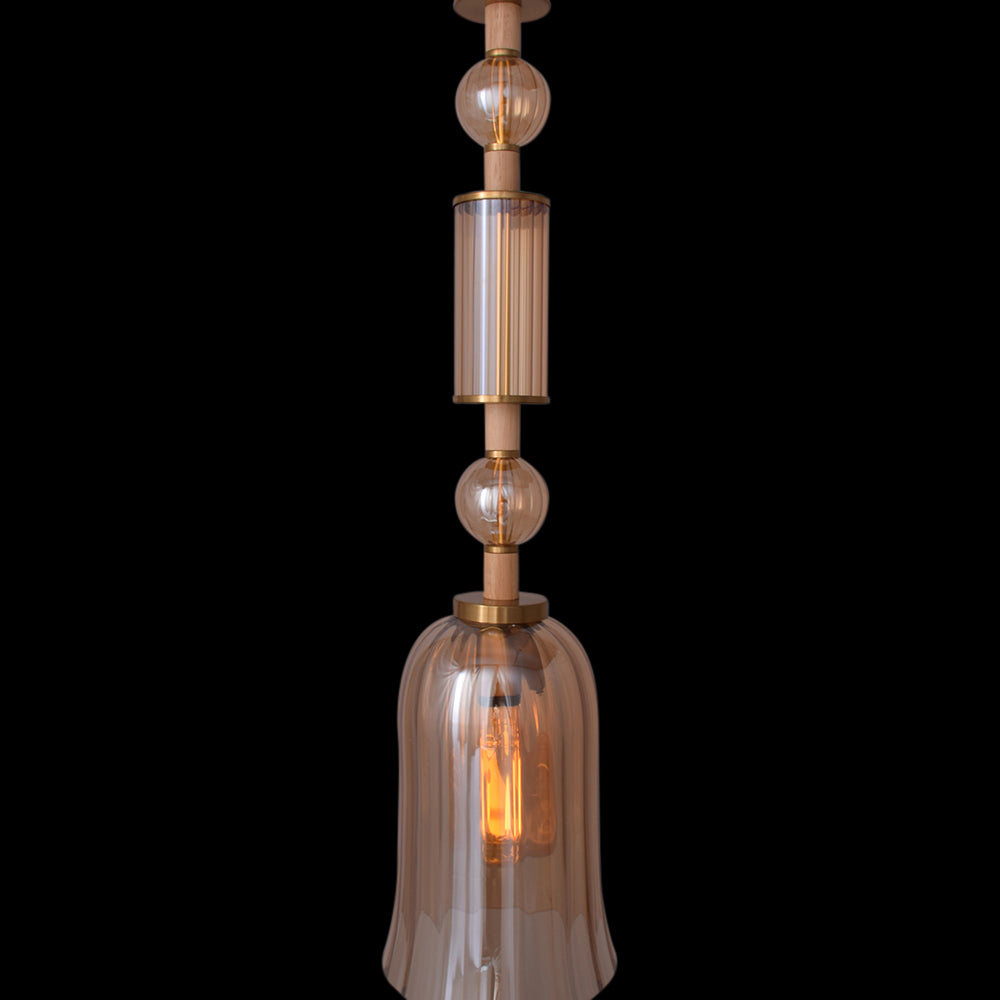 Luxe Glass Bell Pendant Light (Amber Glass)
