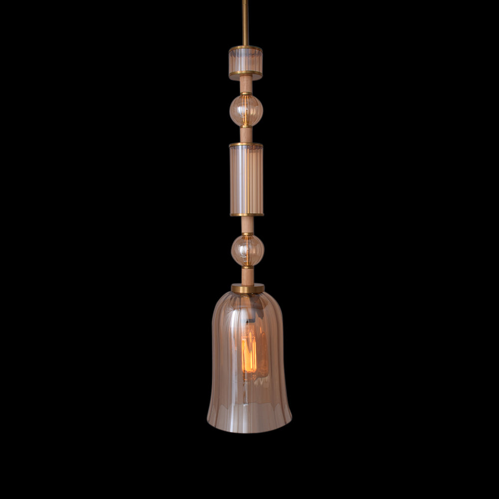 Luxe Glass Bell Pendant Light (Amber Glass)