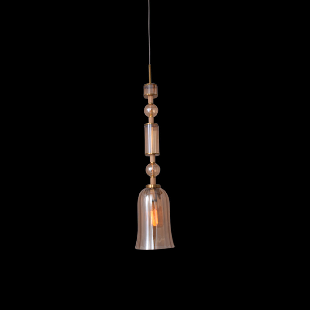Luxe Glass Bell Pendant Light (Amber Glass)