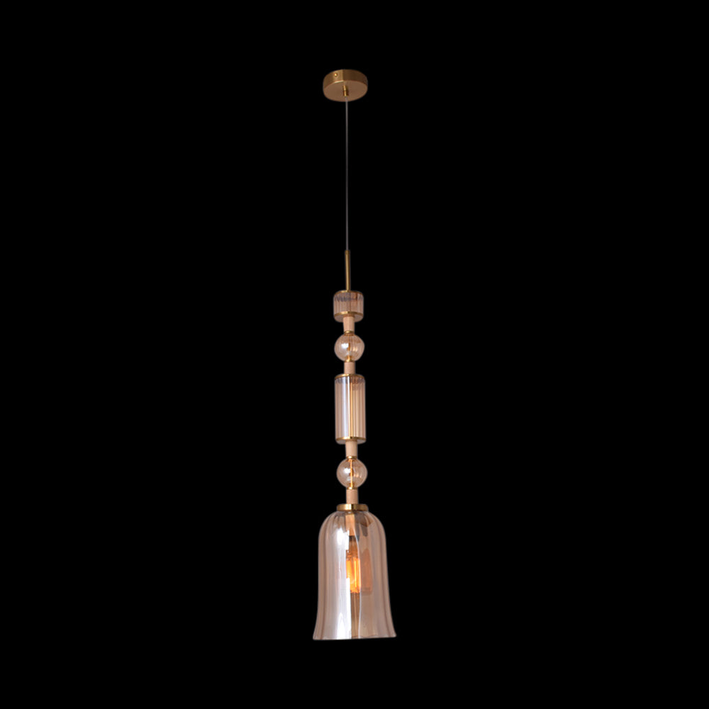 Luxe Glass Bell Pendant Light (Amber Glass)