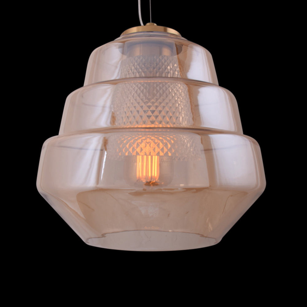 Tiered Pendant Light (Amber Glass)