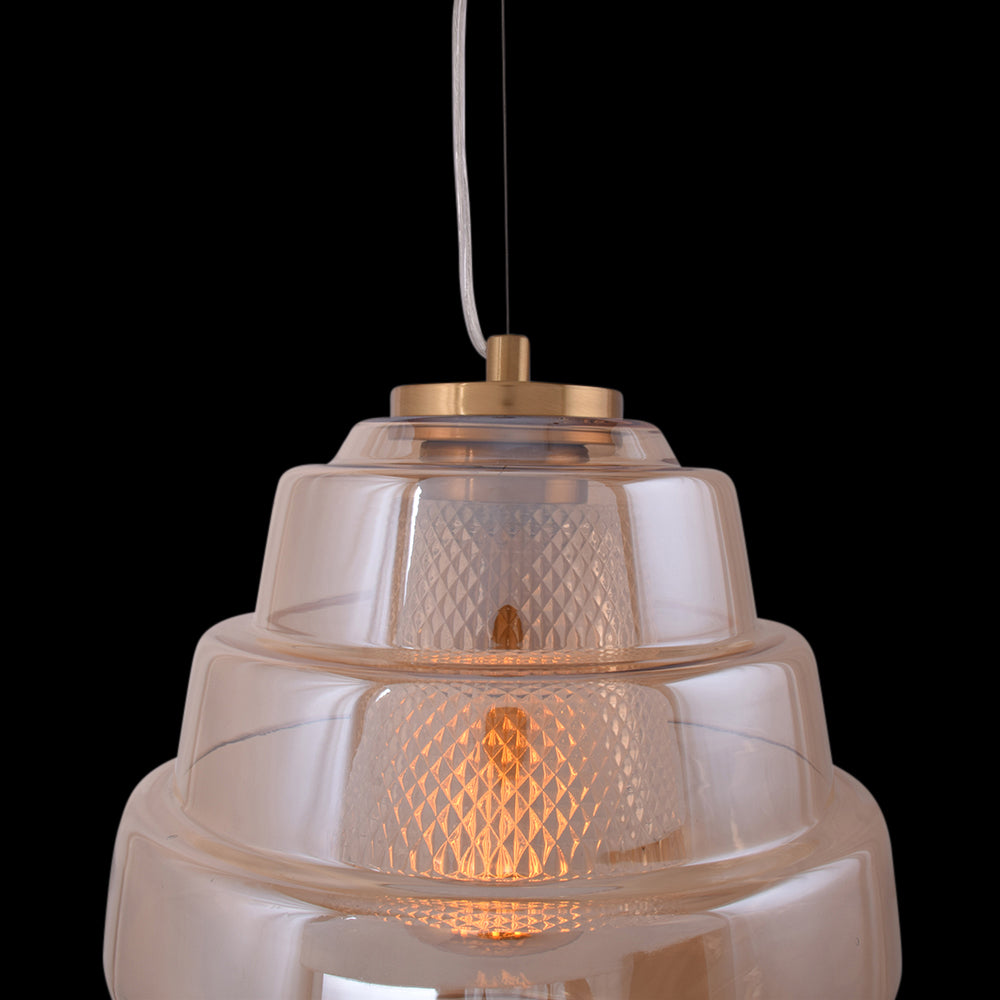 Tiered Pendant Light (Amber Glass)