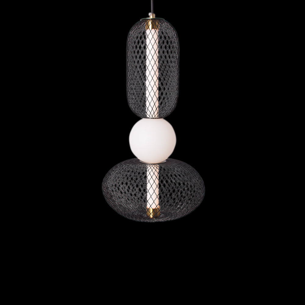 Noir Mesh Double Sphere Pendant Light