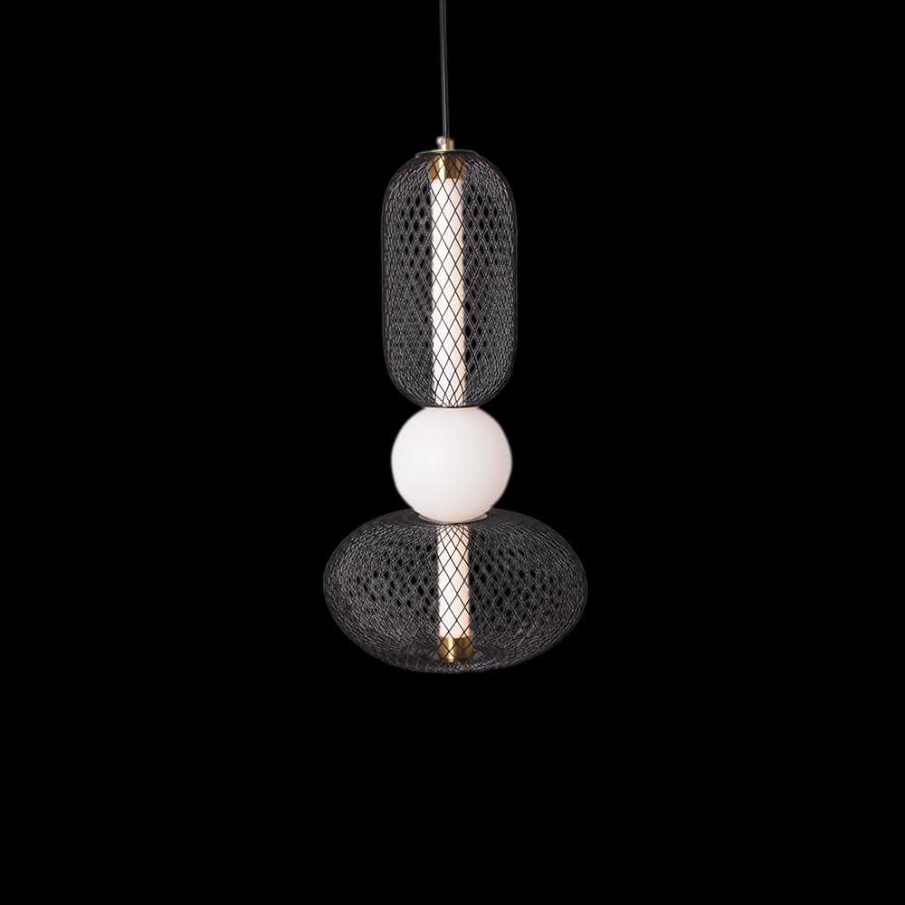 Noir Mesh Double Sphere Pendant Light