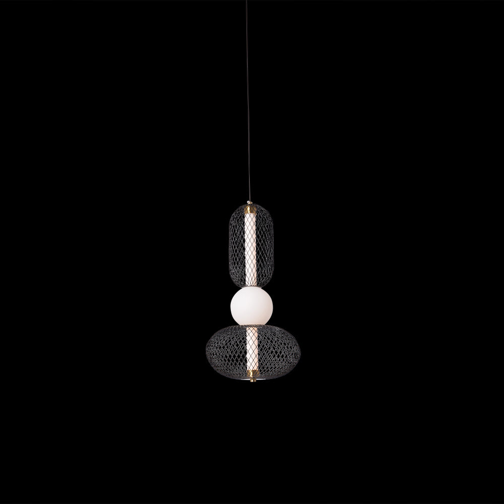 Noir Mesh Double Sphere Pendant Light