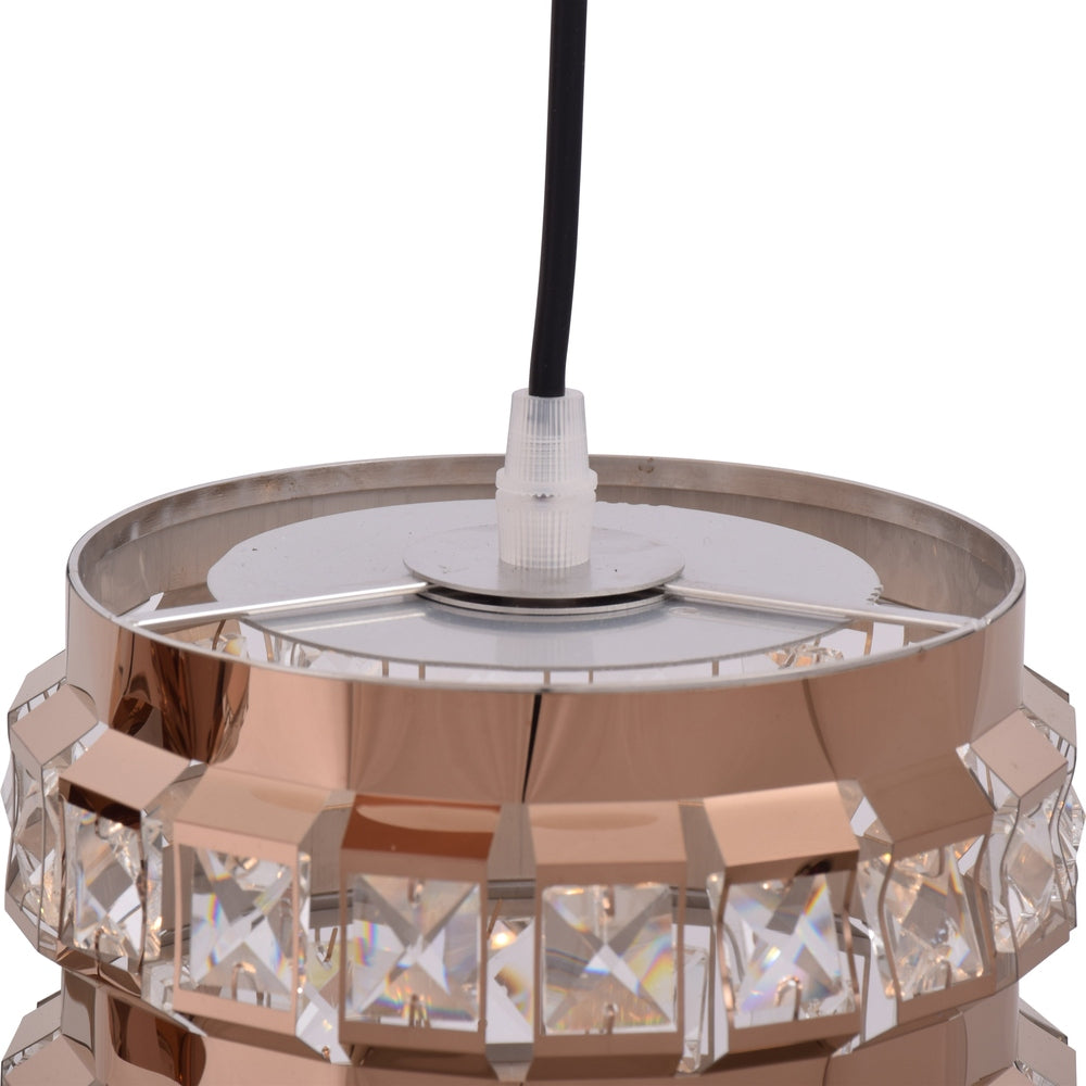 Square Crystal Rose Gold Pendant Light Set
