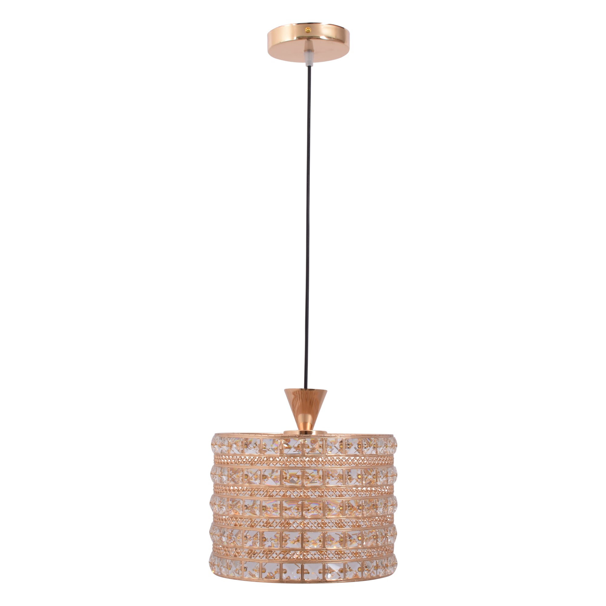 Gold With Square Crystals LED Pendant Light - 7 watts