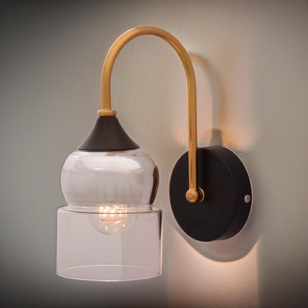 Golden Beacon Glass Wall Light - 1 Light