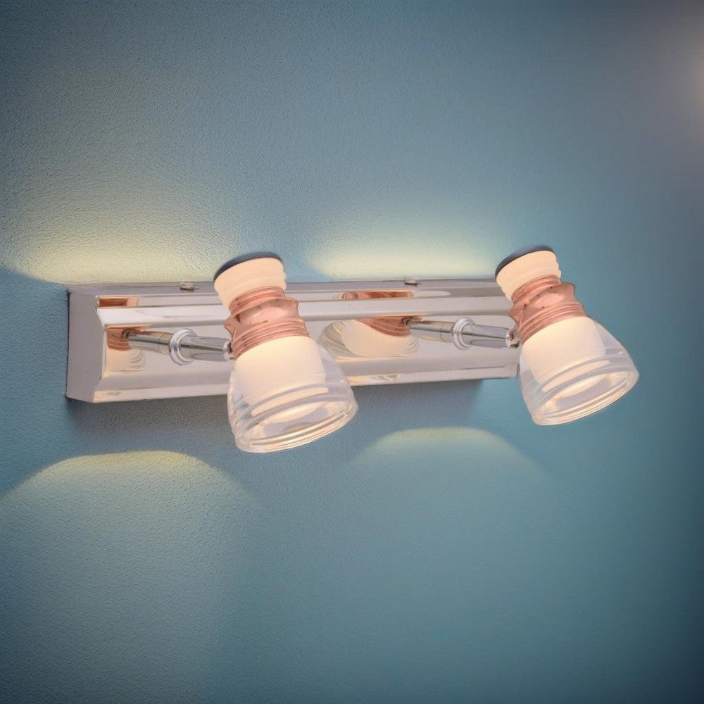 Rose Gold Adjustable 2 x LED Wall Light