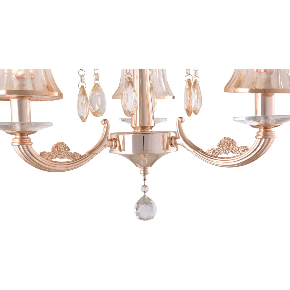 Gold Chandelier With Glass Shade - 3 Light