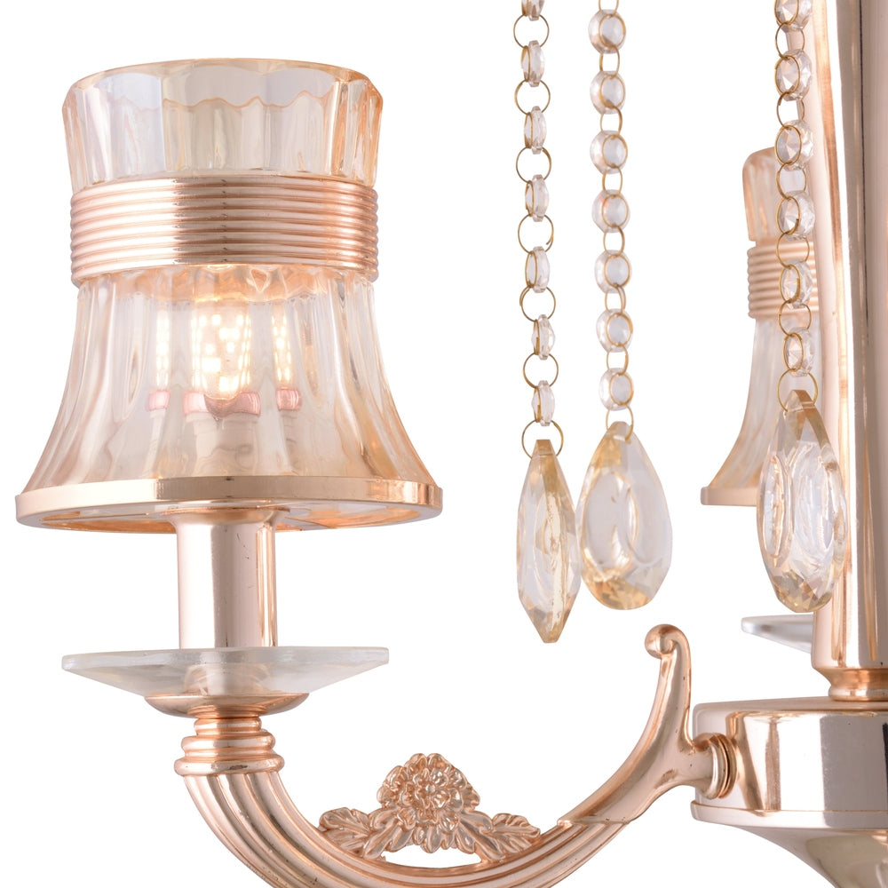 Gold Chandelier With Glass Shade - 3 Light