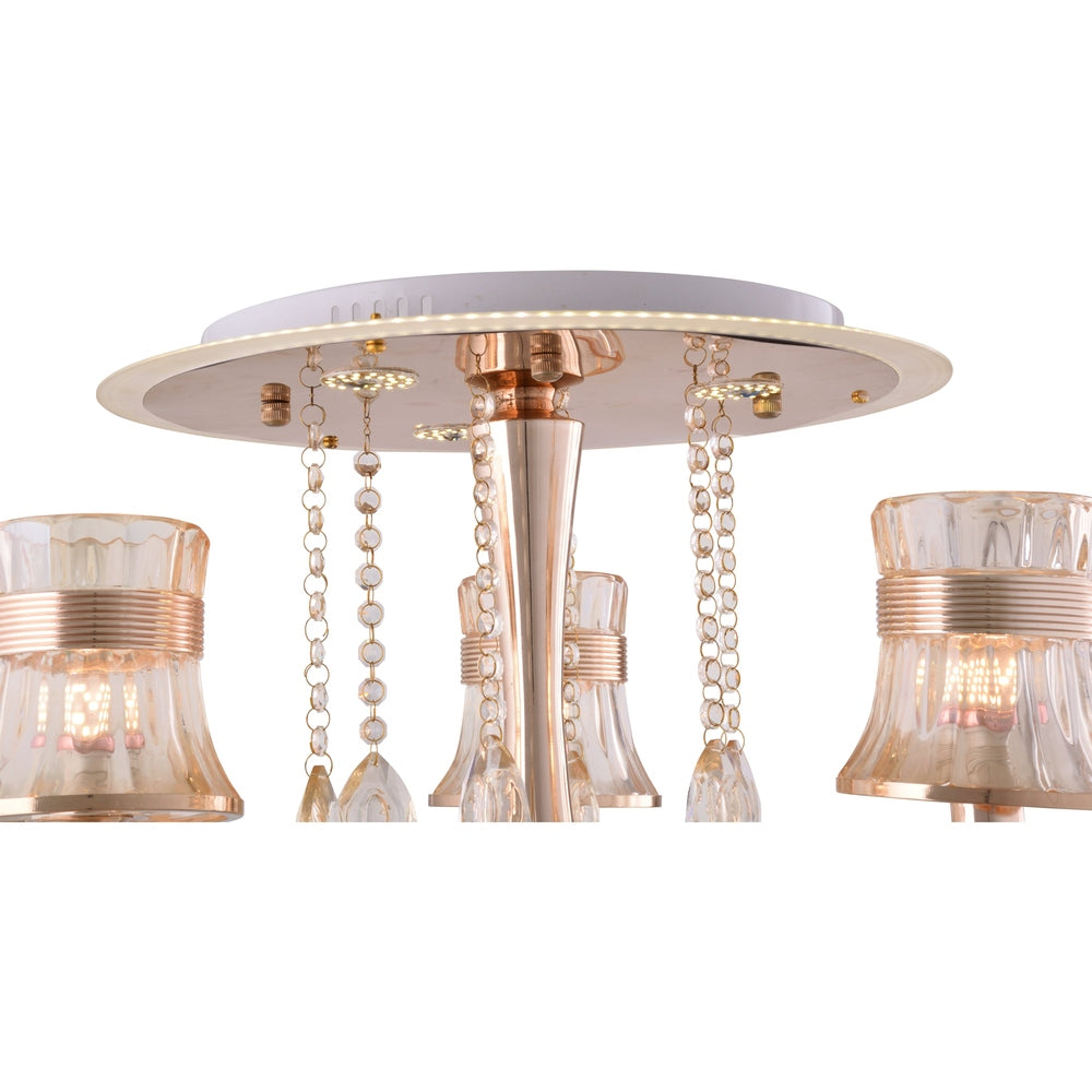 Gold Chandelier With Glass Shade - 3 Light