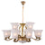 Bronze Chandelier With White Glass - 12 Lights
