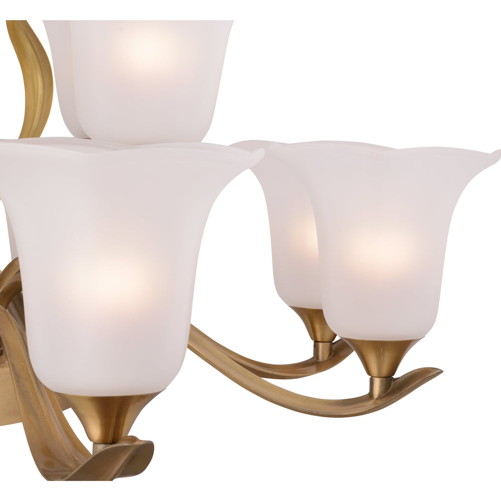Bronze Chandelier With White Glass - 12 Lights