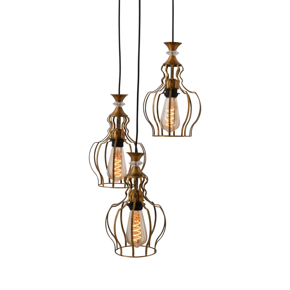 3 Light Cage Pendant Light, Curved