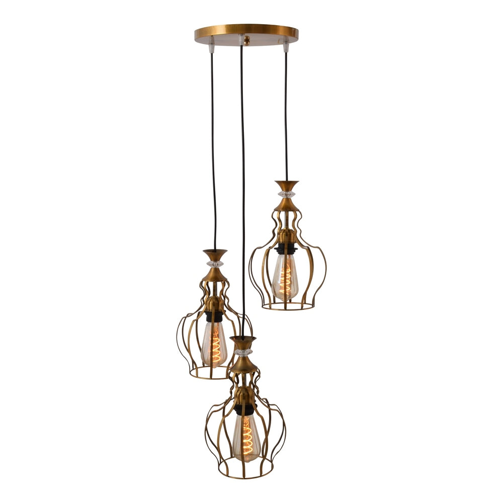 3 Light Cage Pendant Light, Curved