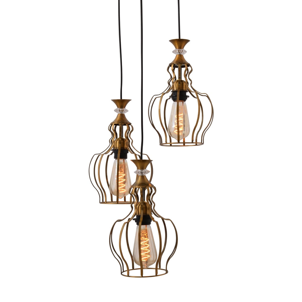 3 Light Cage Pendant Light, Curved