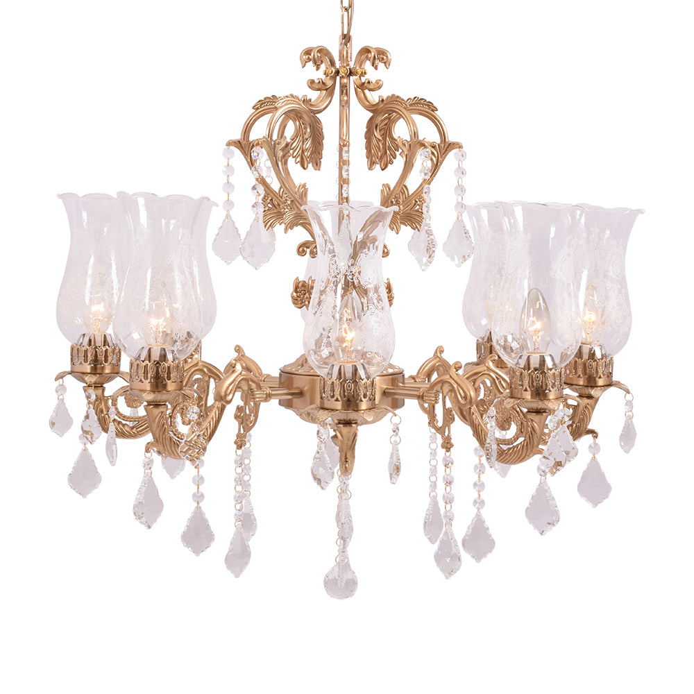 Antique Gold Crystal Chandelier - 8 Light
