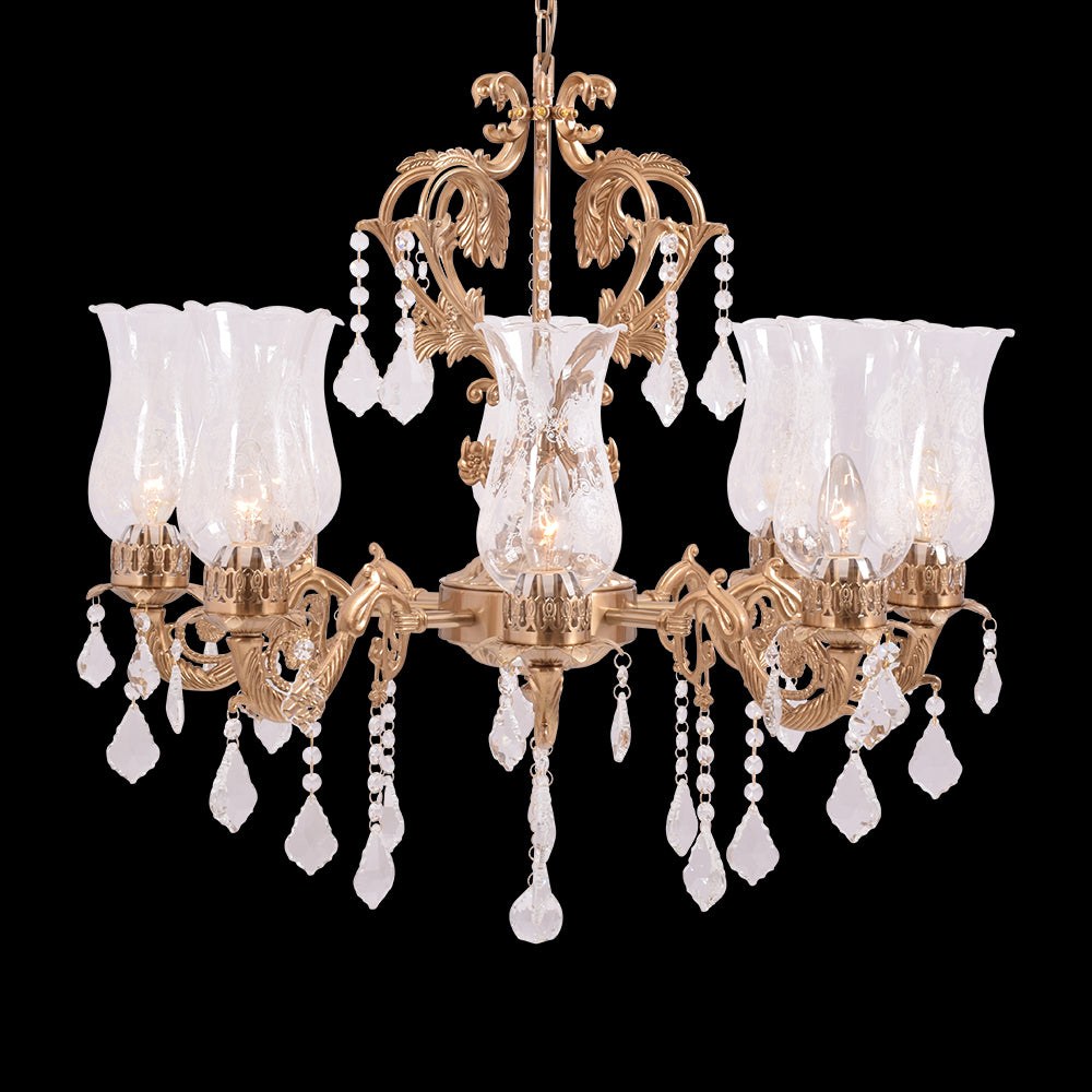 Antique Gold Crystal Chandelier - 8 Light