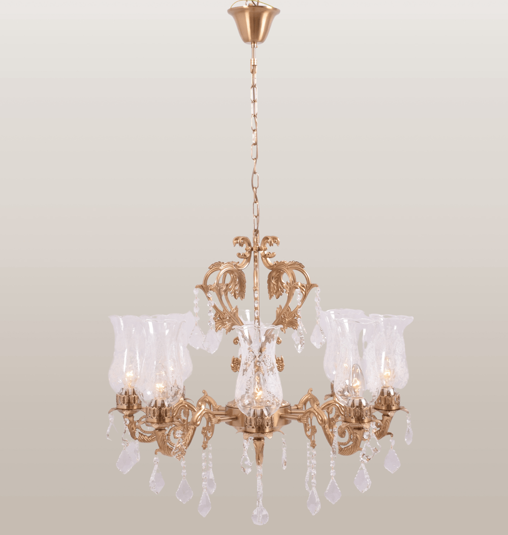 Antique Gold Crystal Chandelier - 8 Light