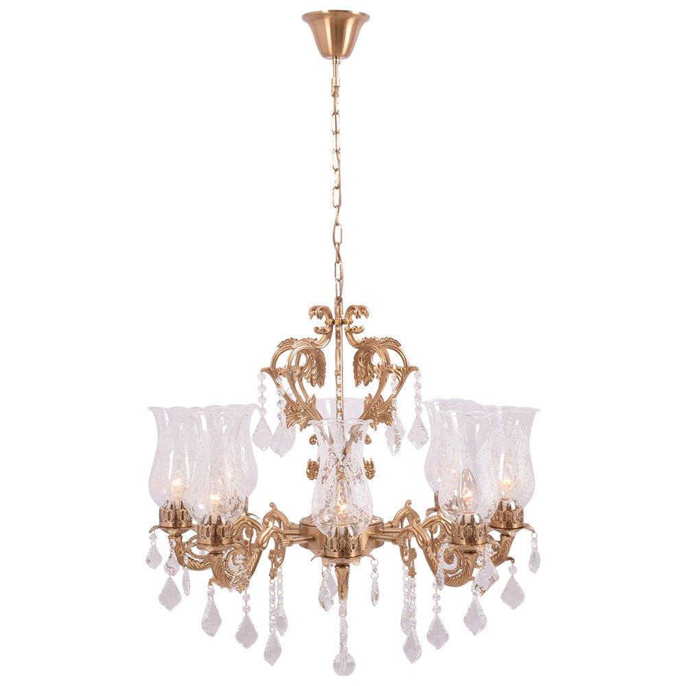 Antique Gold Crystal Chandelier - 8 Light