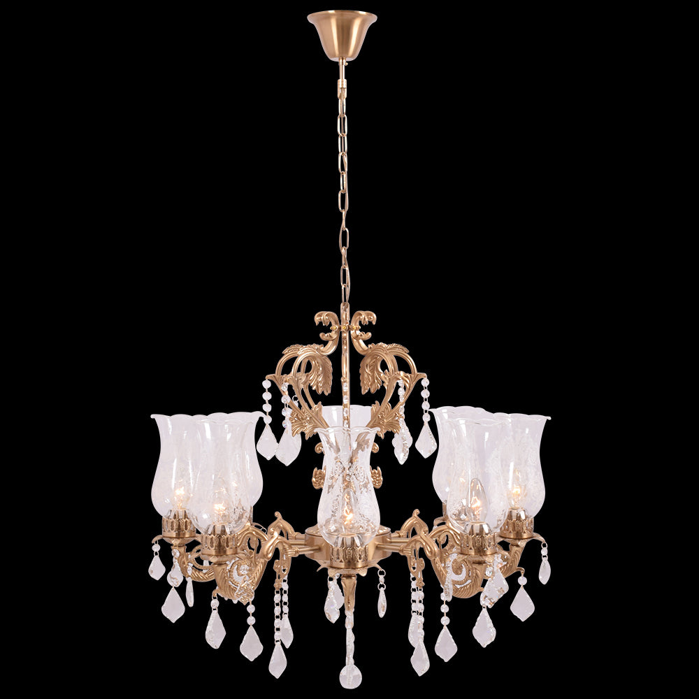 Antique Gold Crystal Chandelier - 8 Light