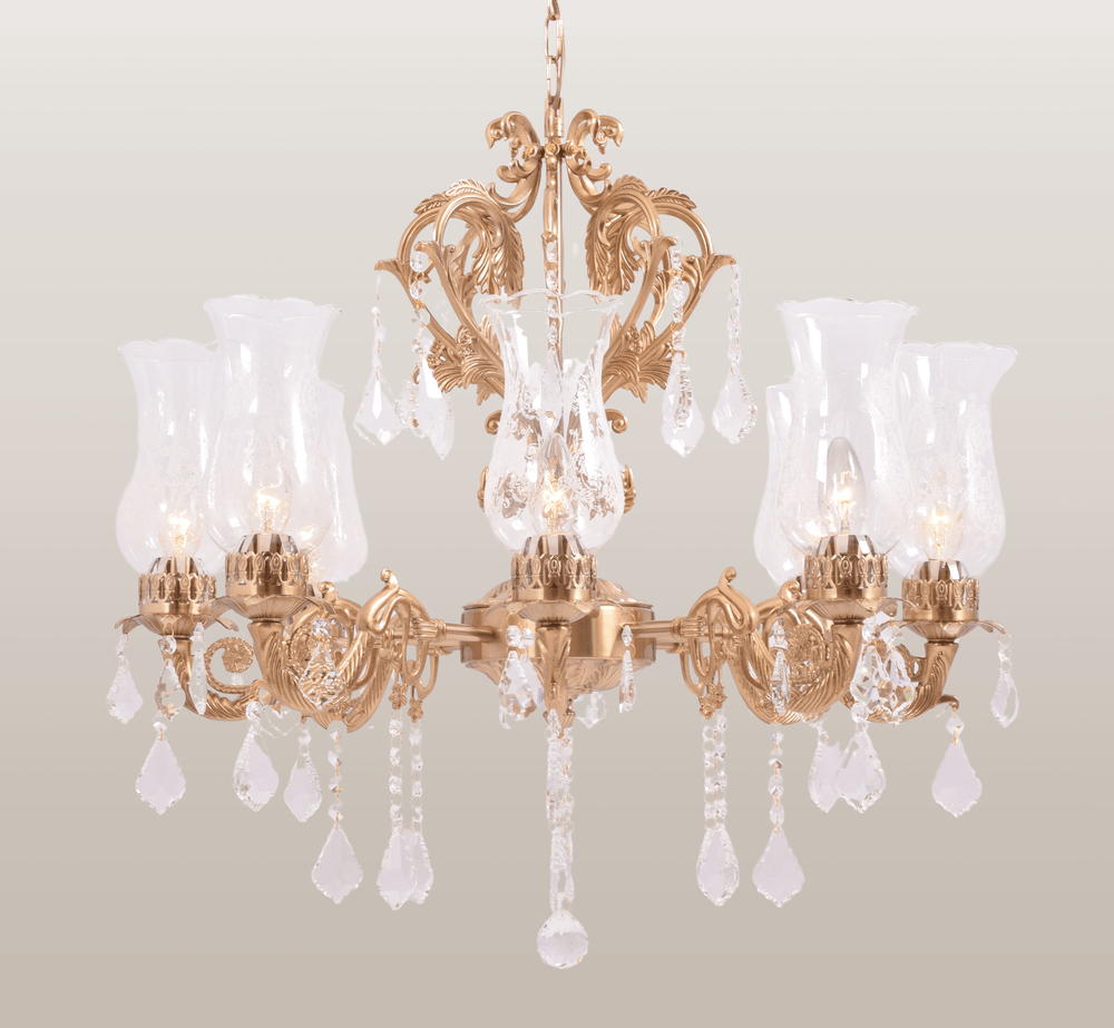 Antique Gold Crystal Chandelier - 8 Light