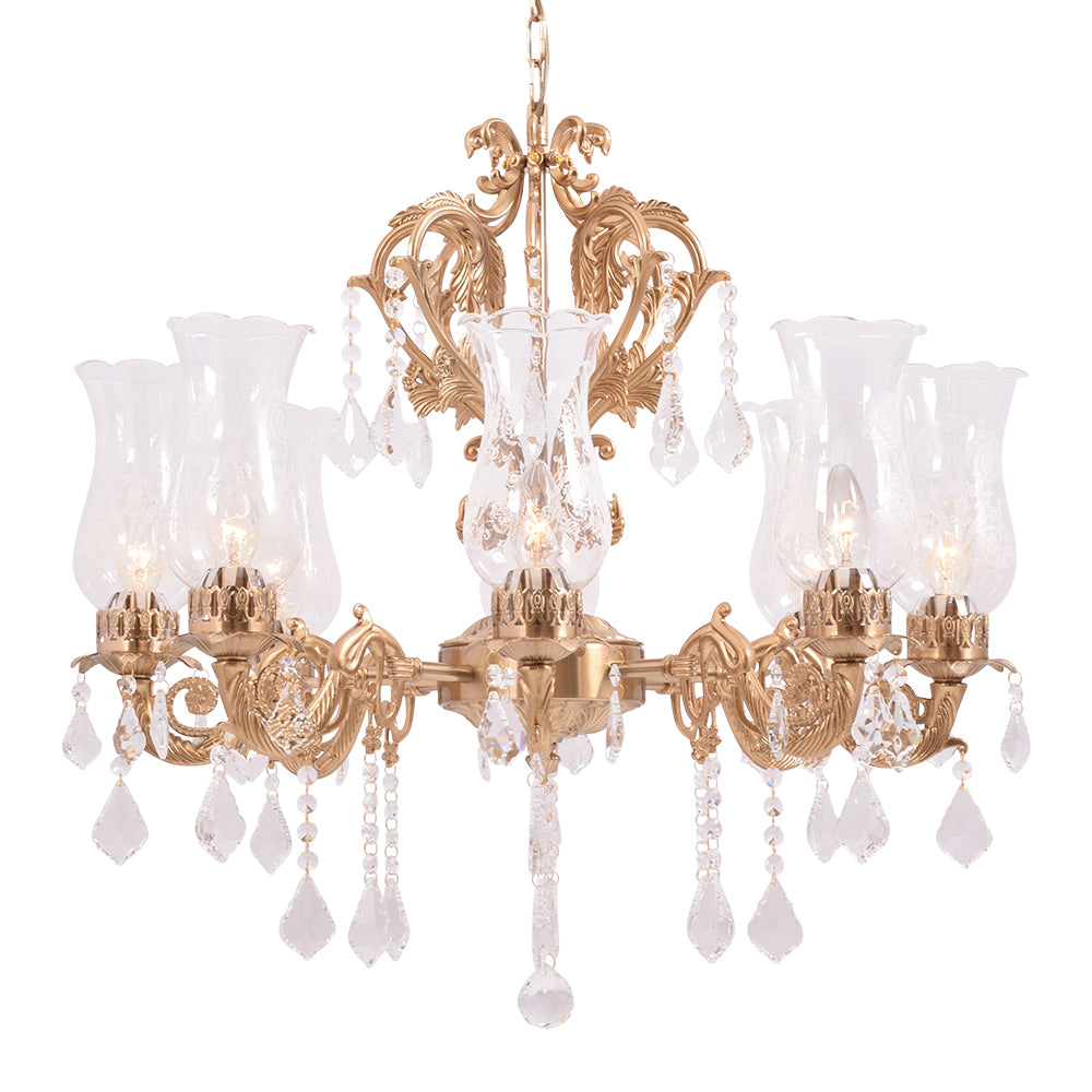 Antique Gold Crystal Chandelier - 8 Light
