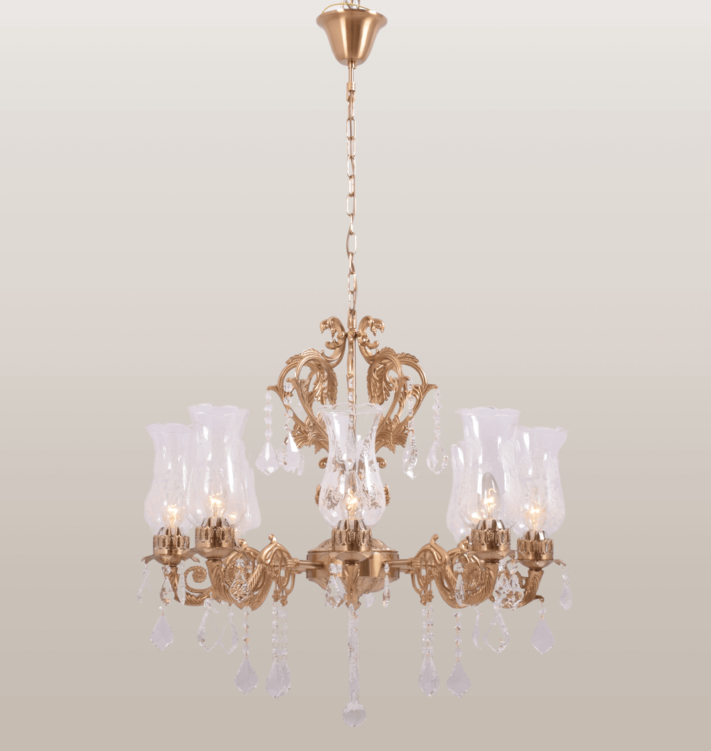 Antique Gold Crystal Chandelier - 8 Light