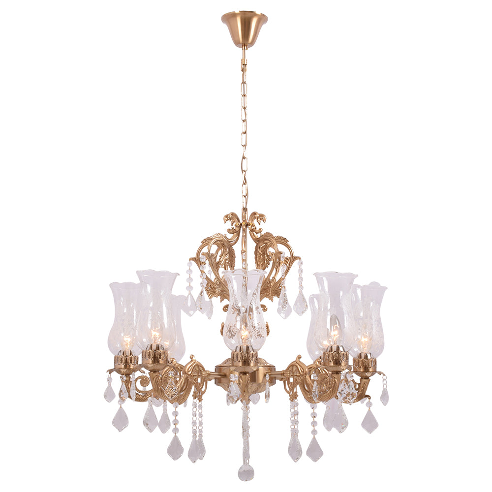 Antique Gold Crystal Chandelier - 8 Light