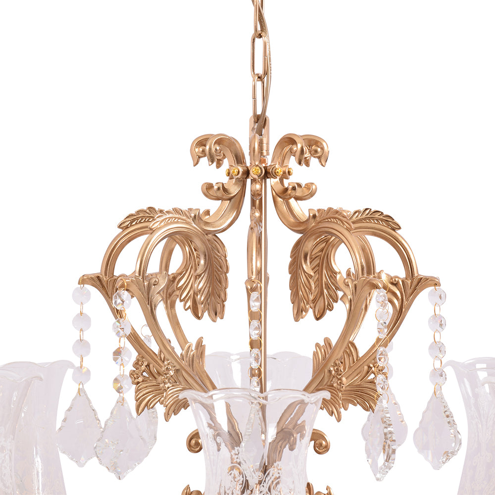 Antique Gold Crystal Chandelier - 8 Light