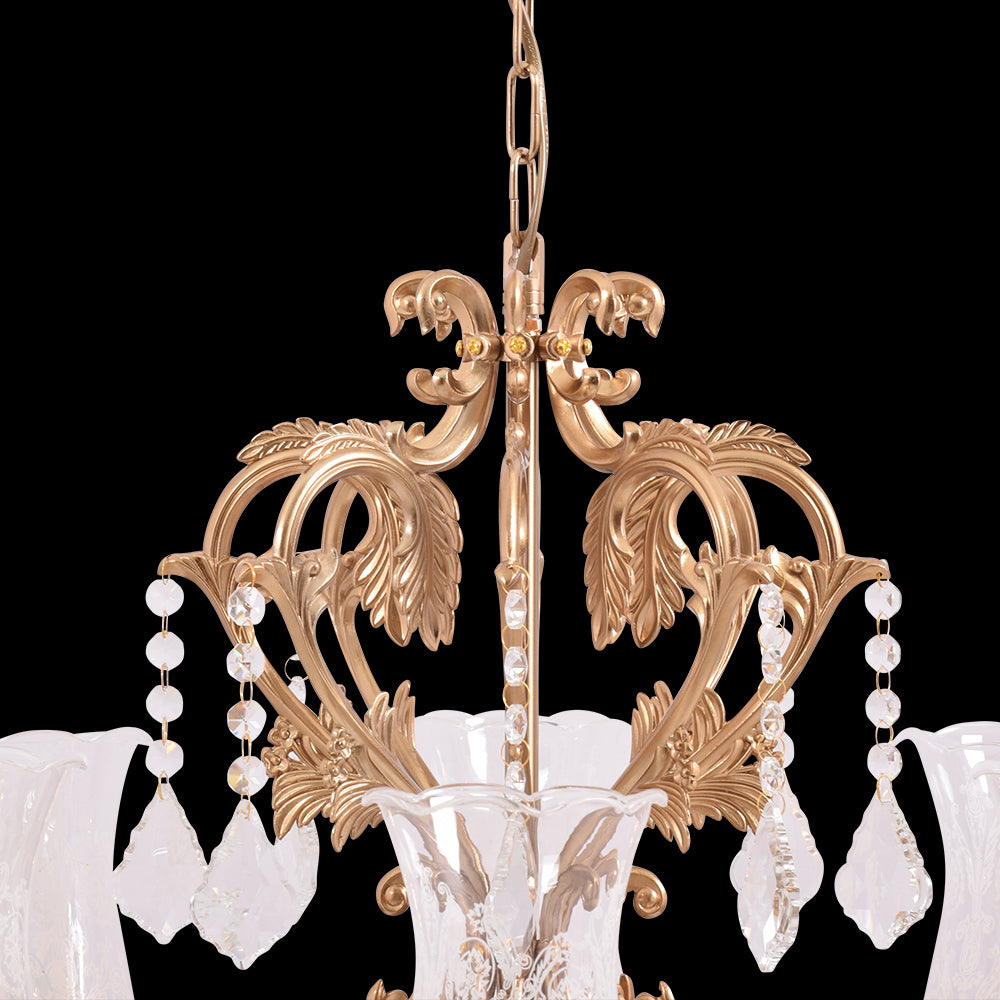 Antique Gold Crystal Chandelier - 8 Light