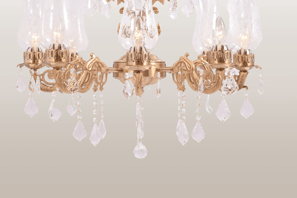 Antique Gold Crystal Chandelier - 8 Light