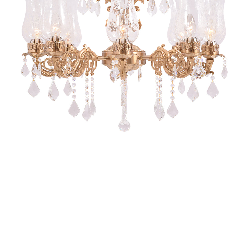Antique Gold Crystal Chandelier - 8 Light
