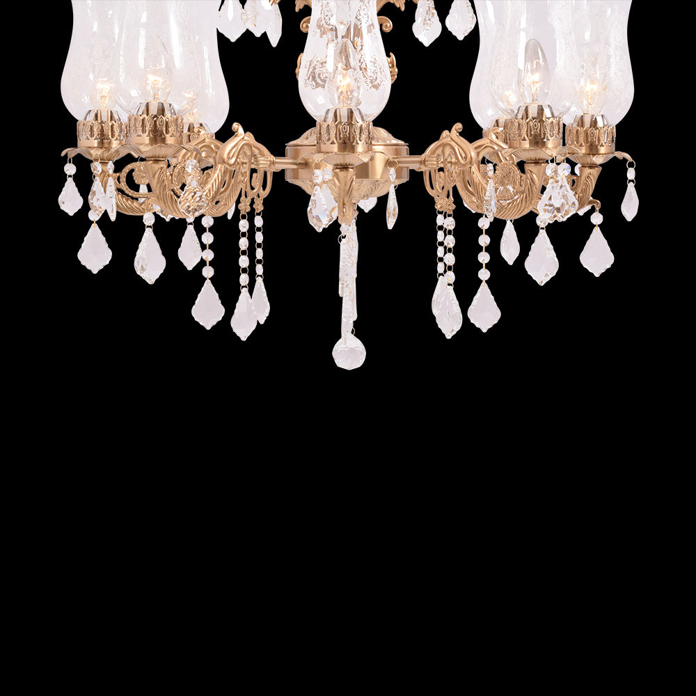 Antique Gold Crystal Chandelier - 8 Light