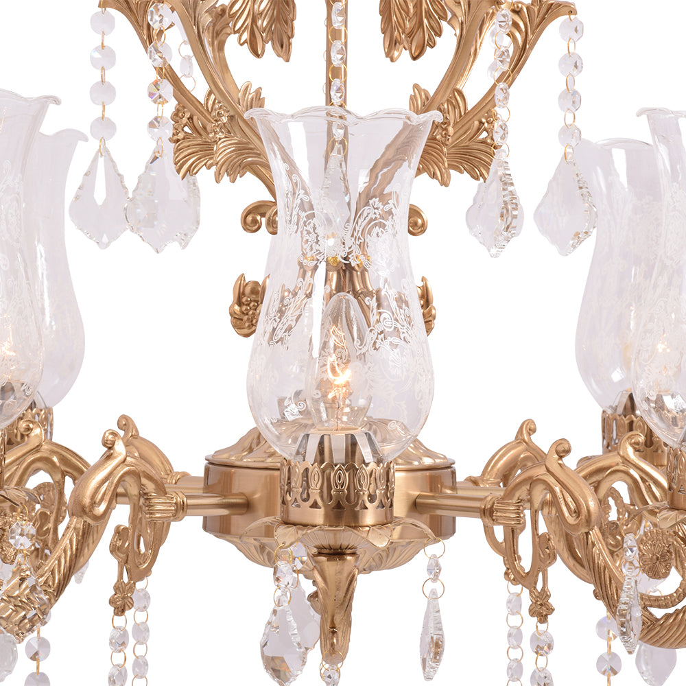 Antique Gold Crystal Chandelier - 8 Light