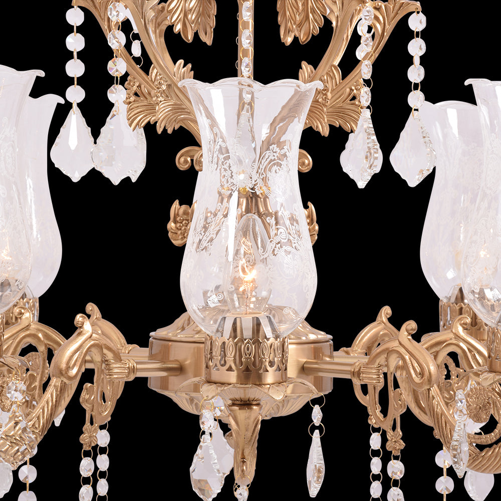 Antique Gold Crystal Chandelier - 8 Light
