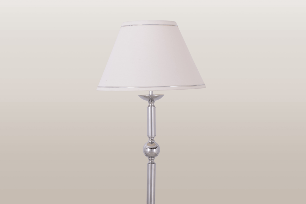 Silver Floor Lamp with White Shade