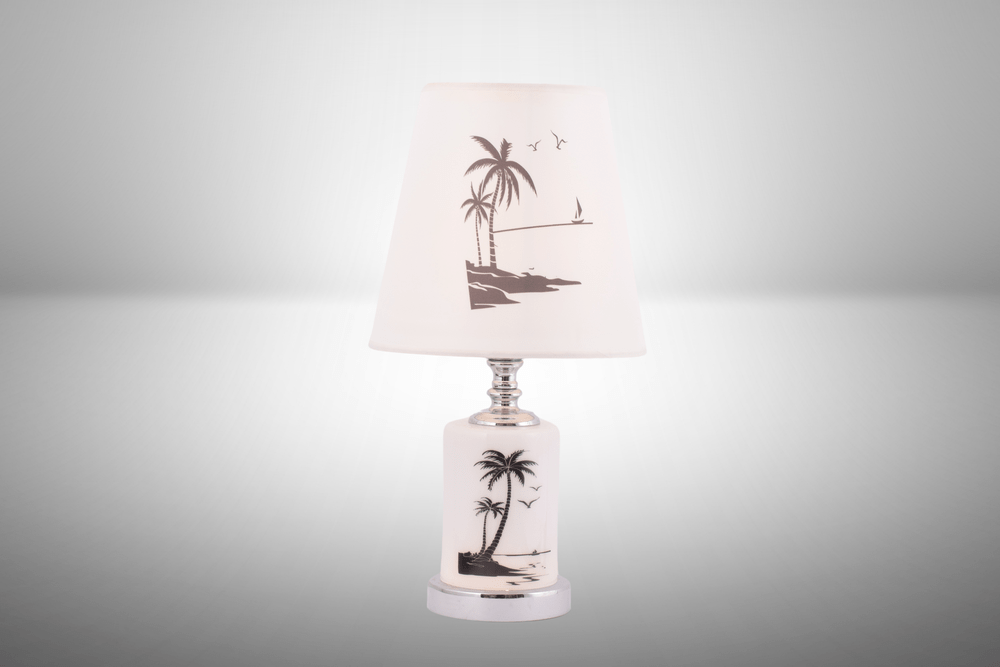 Round Table Lamp With Beach Print