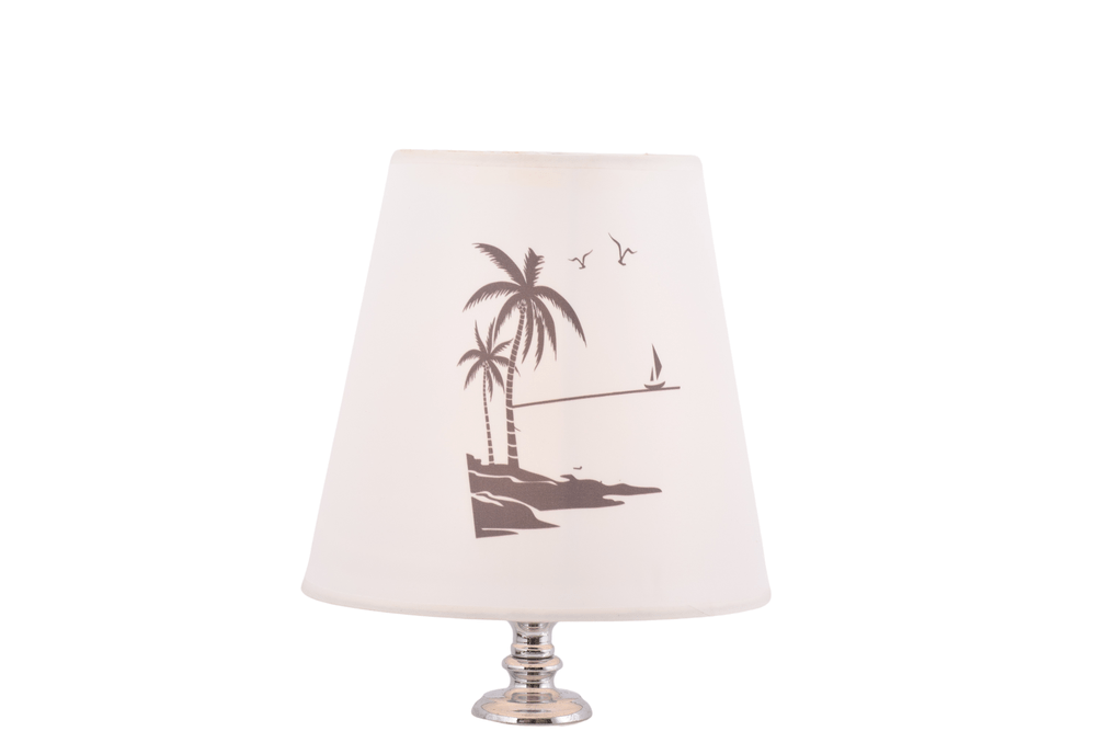 Round Table Lamp With Beach Print