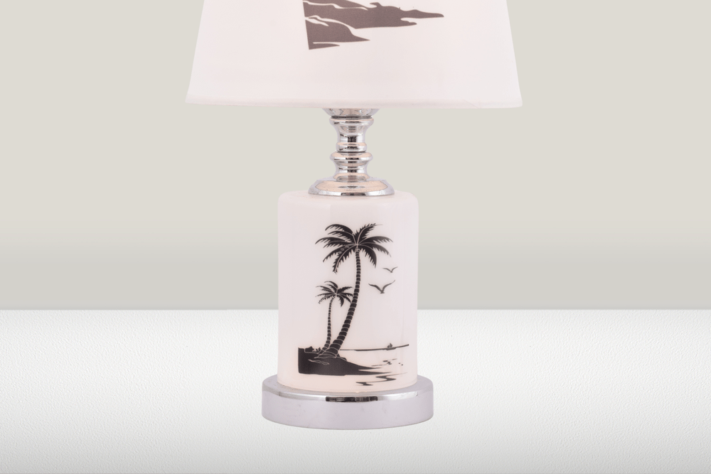 Round Table Lamp With Beach Print