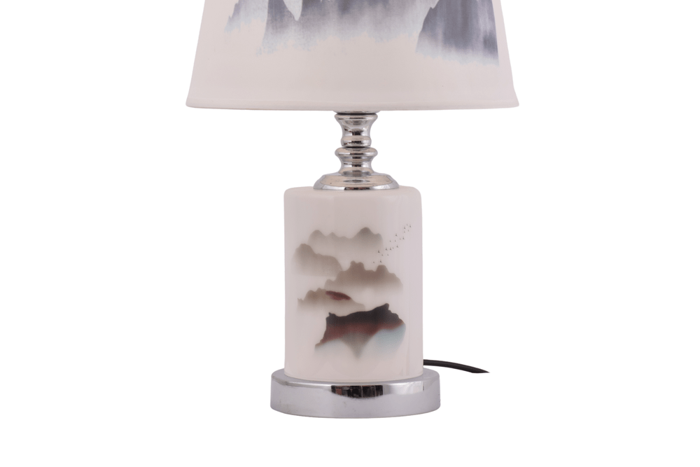 Round Table Lamp With Mountain Print