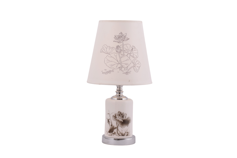 Round Table Lamp With Flower Print
