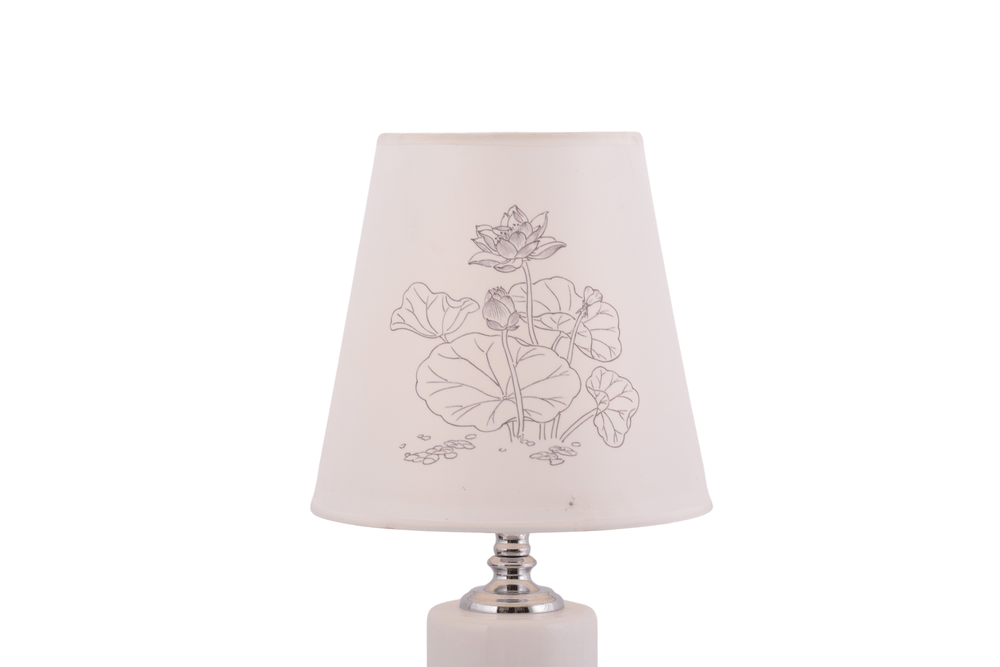Round Table Lamp With Flower Print