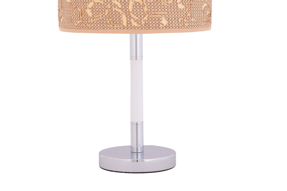 White Table Lamp with Brown Shade