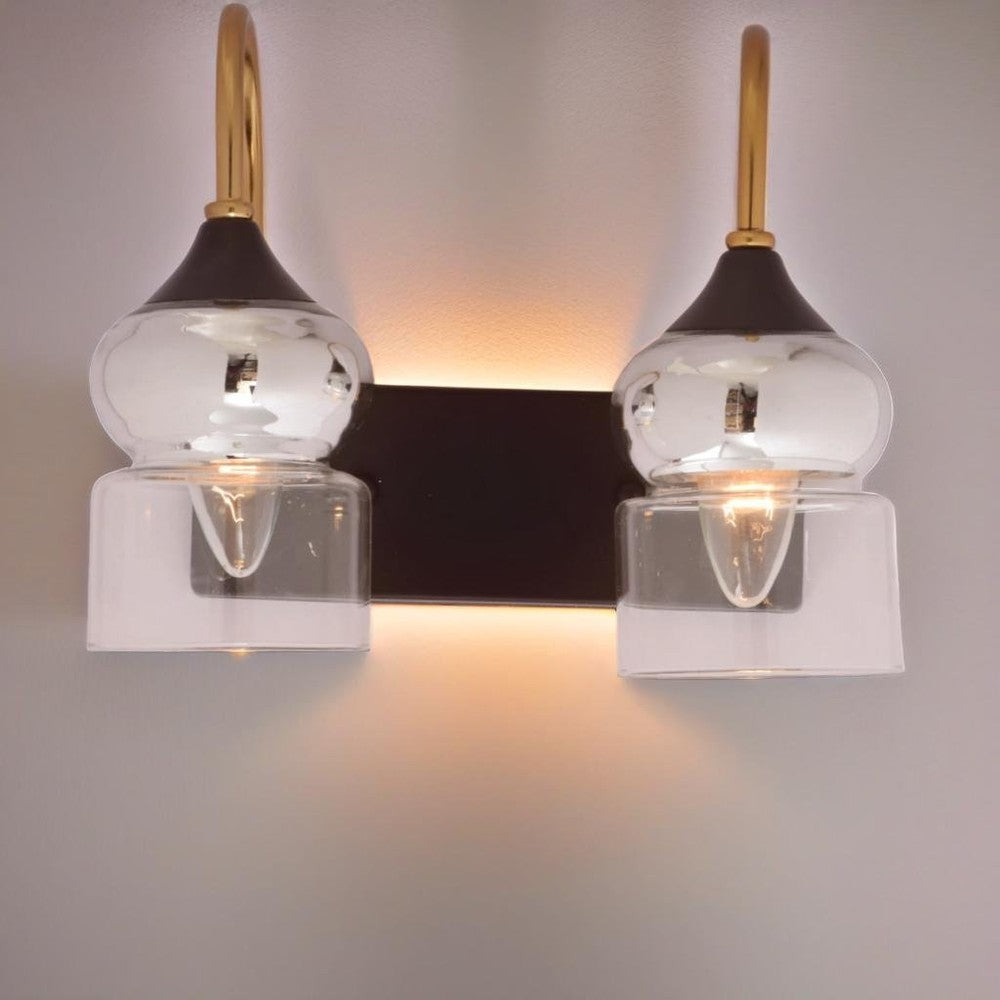 GOLDEN BEACON GLASS WALL LIGHT - 2 LIGHT