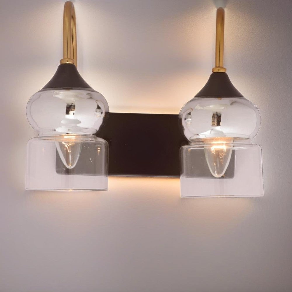 GOLDEN BEACON GLASS WALL LIGHT - 2 LIGHT