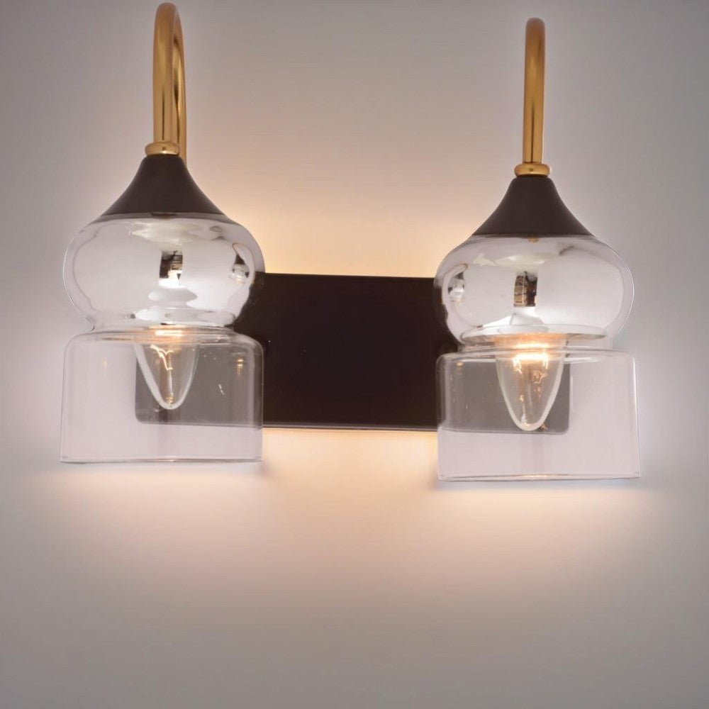 GOLDEN BEACON GLASS WALL LIGHT - 2 LIGHT